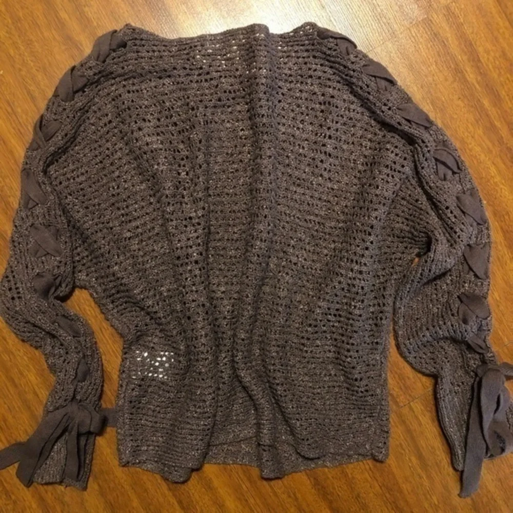 Rewind Sweater Xl Womens Purple‎ Open Knit Lace Up Long Sleeve Acrylic A12